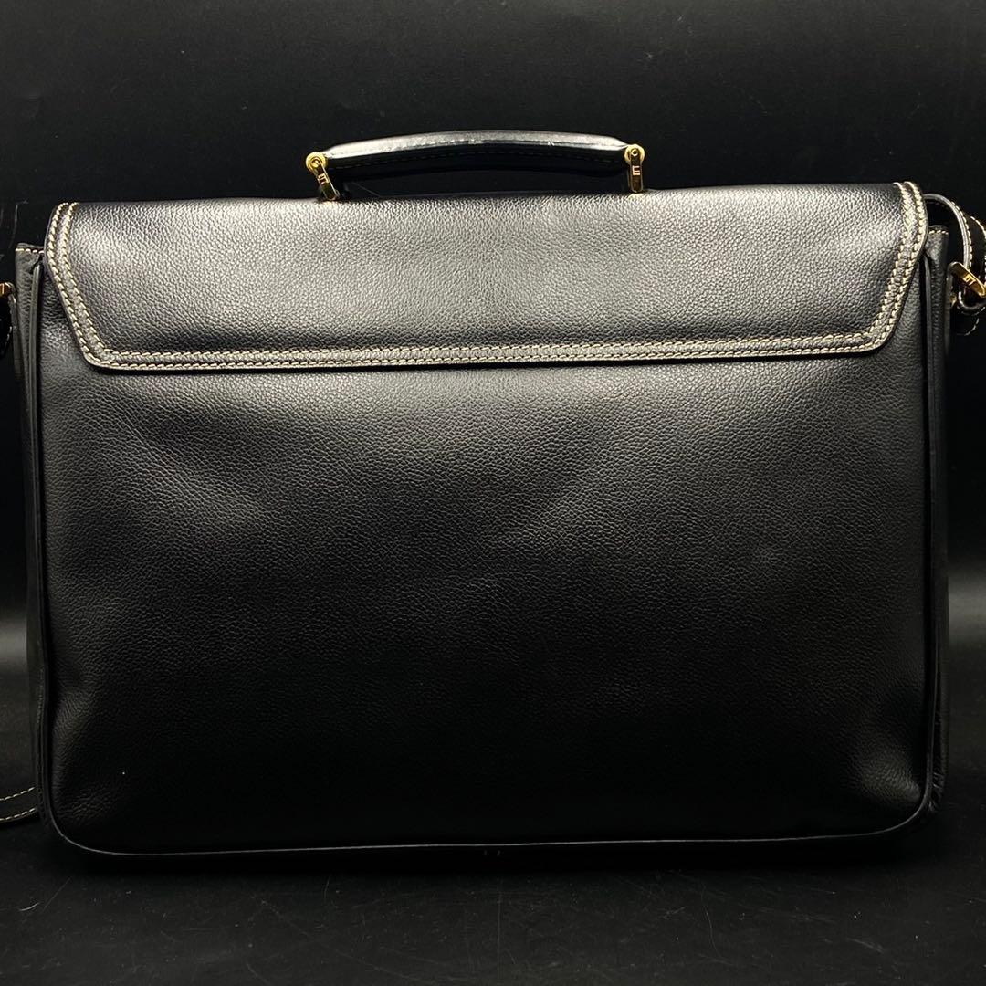 【美品】ダンヒル 2way ビジネスバッグ ショルダー 鍵付き A4収納可