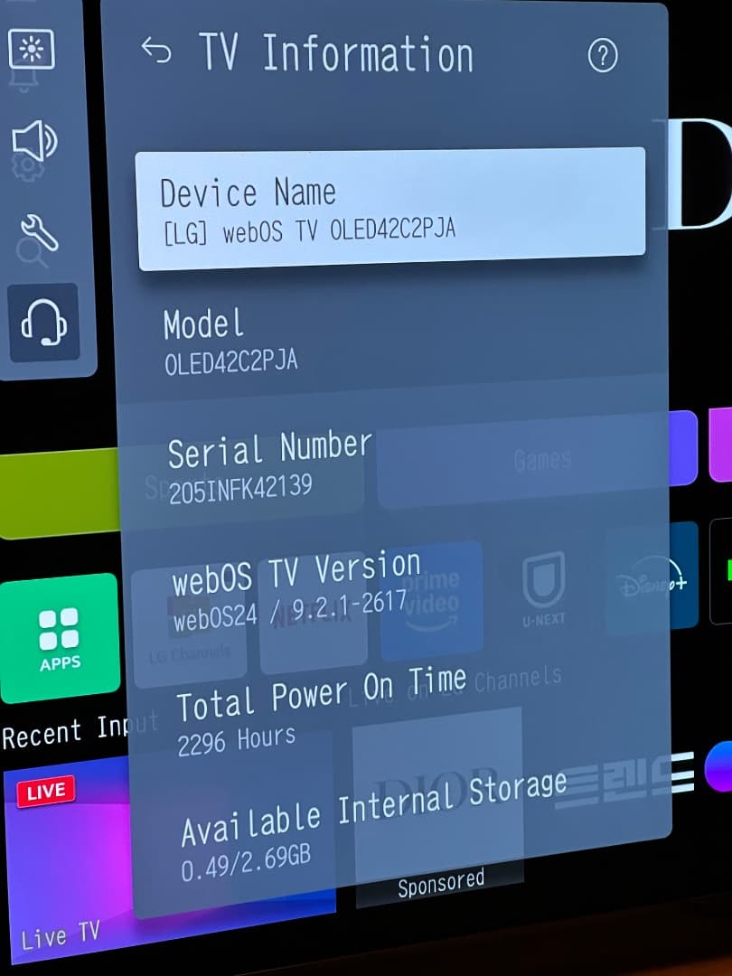 LG 有機EL テレビ 42型 4K OLED42C2PJA 2022年モデル
