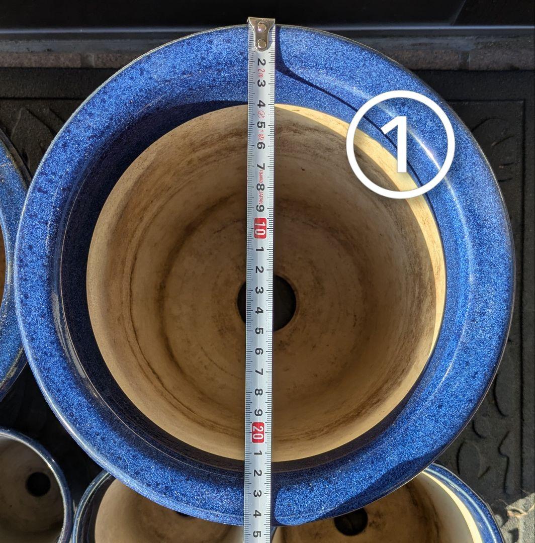 ★青い陶器製植木鉢8個セット