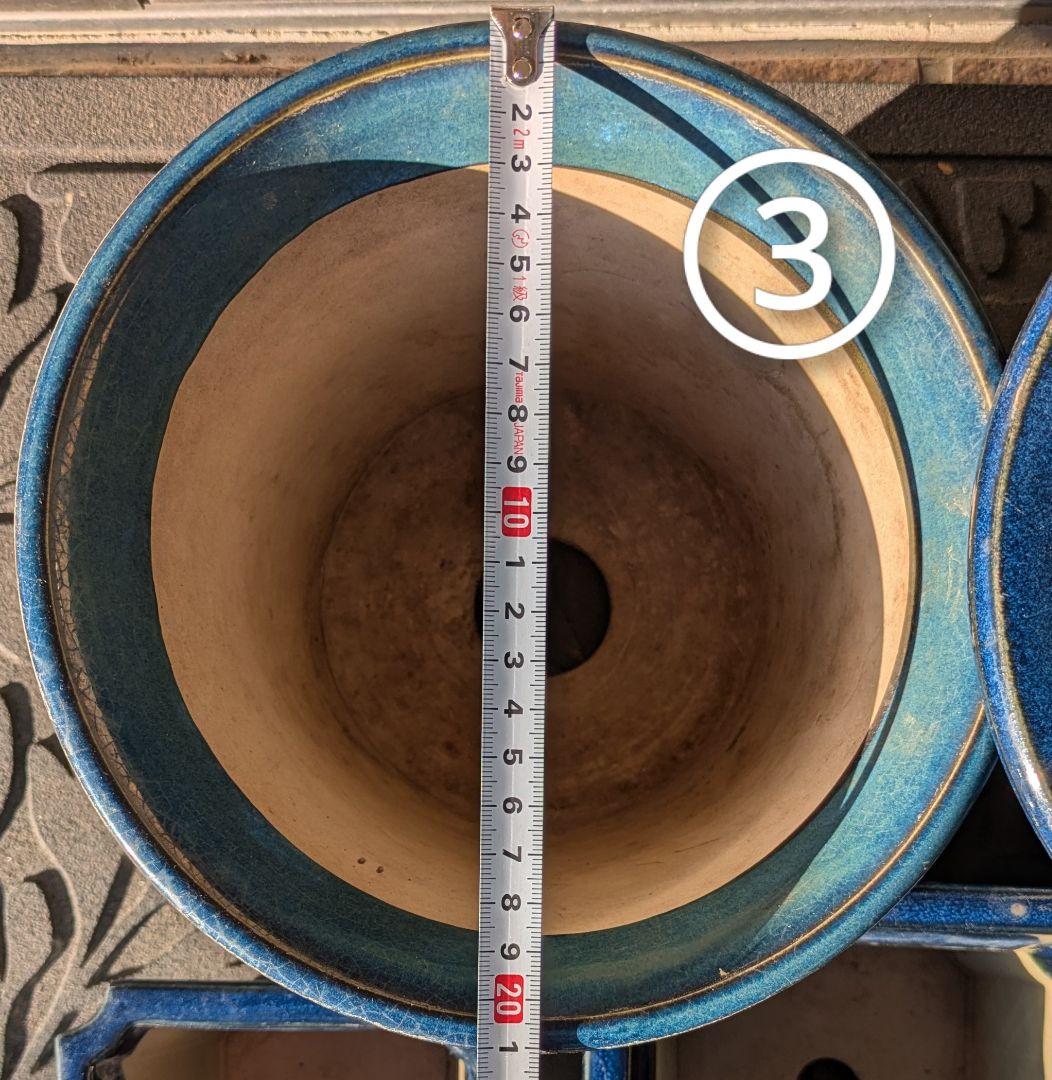 ★青い陶器製植木鉢8個セット