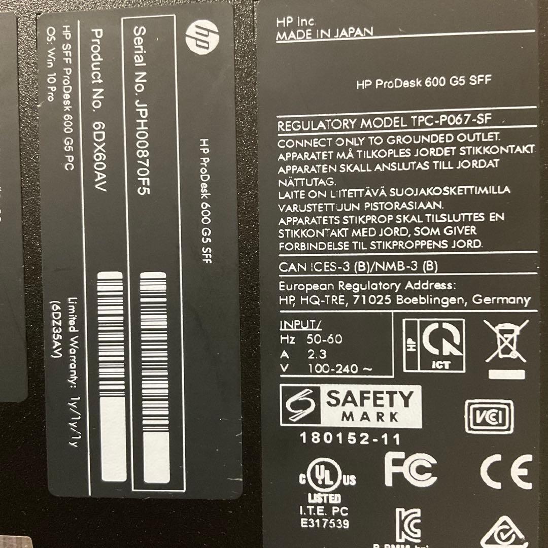 デスクトップパソコン/ HP ProDesk 600/ i5 第9世代/pc