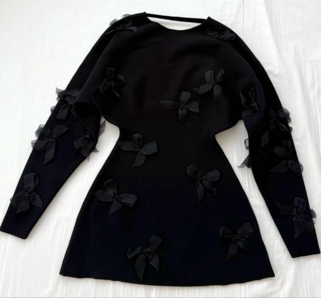 定価約13万円 一瞬で売り切れた MYLAN カシミヤ混ニットドレス リボン付