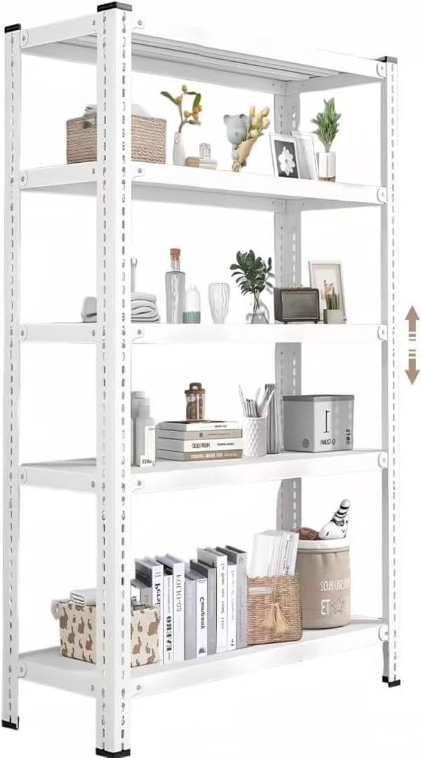 収納ラック スチールラック シェルフ ホワイト 白 5段 大容量 高さ調節可