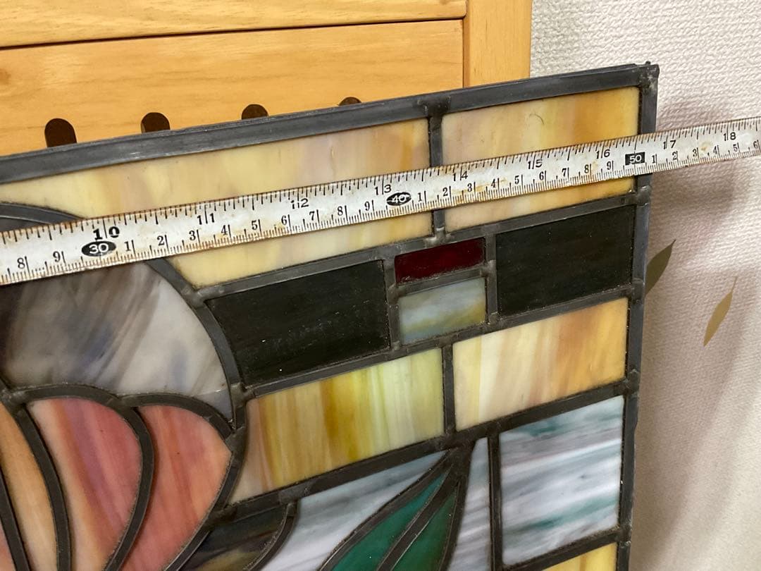 西洋アンティーク　大　ステンドグラス　 約51cm x 40cm 工芸品　ガラス