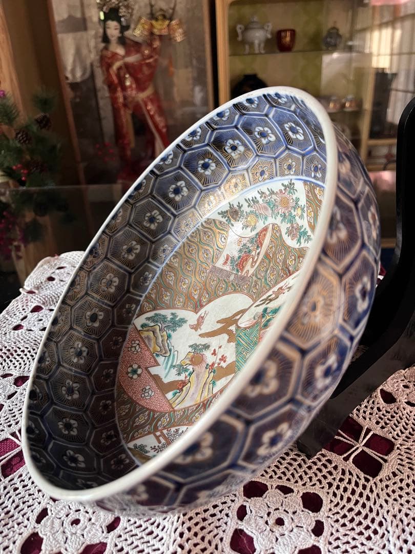 古伊万里 江戸中期 二重高台 骨董品 時代物 色絵