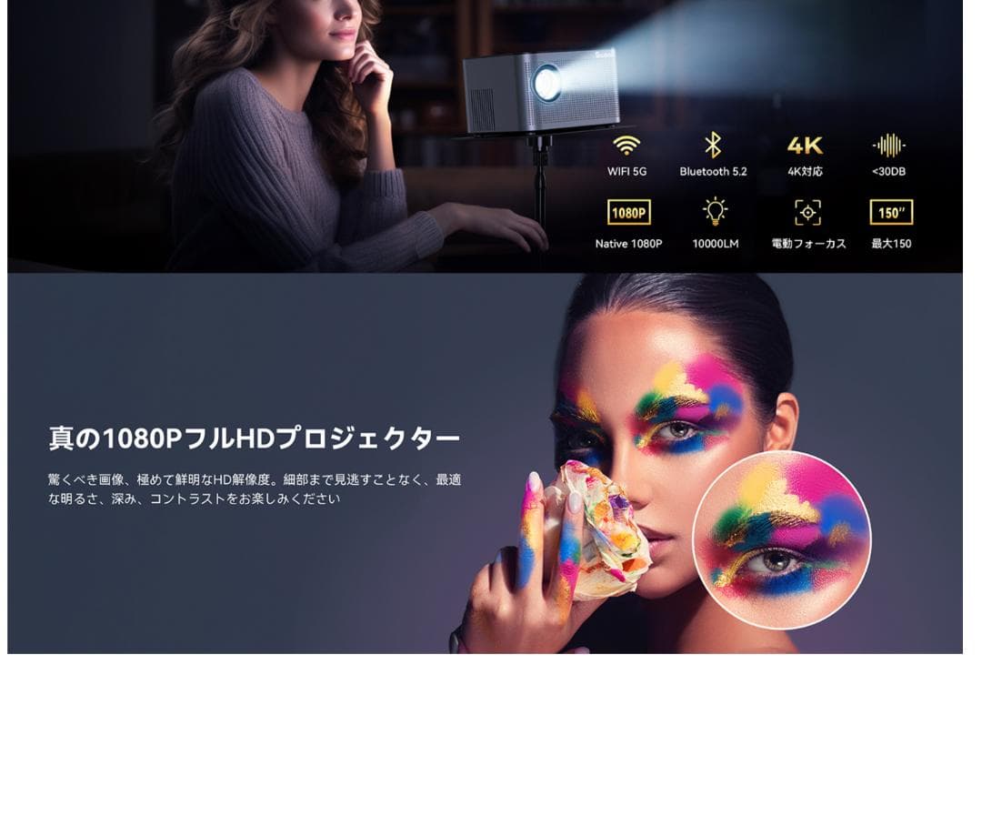 ⭕新品・未開封【プロジェクター 小型 15000lm 4K対応 】