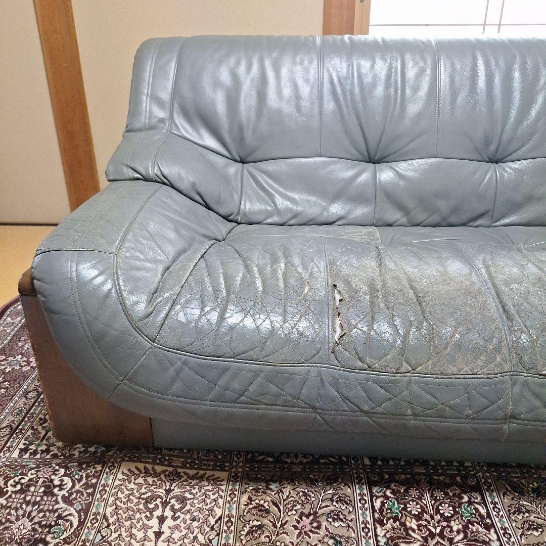 Karimoku　グレー レザー 2人掛けソファ