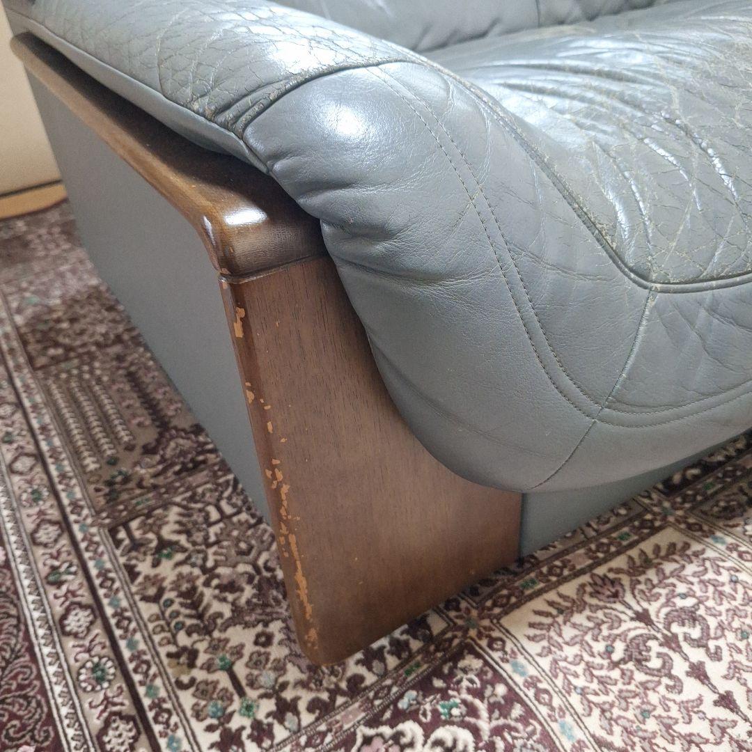 Karimoku　グレー レザー 2人掛けソファ