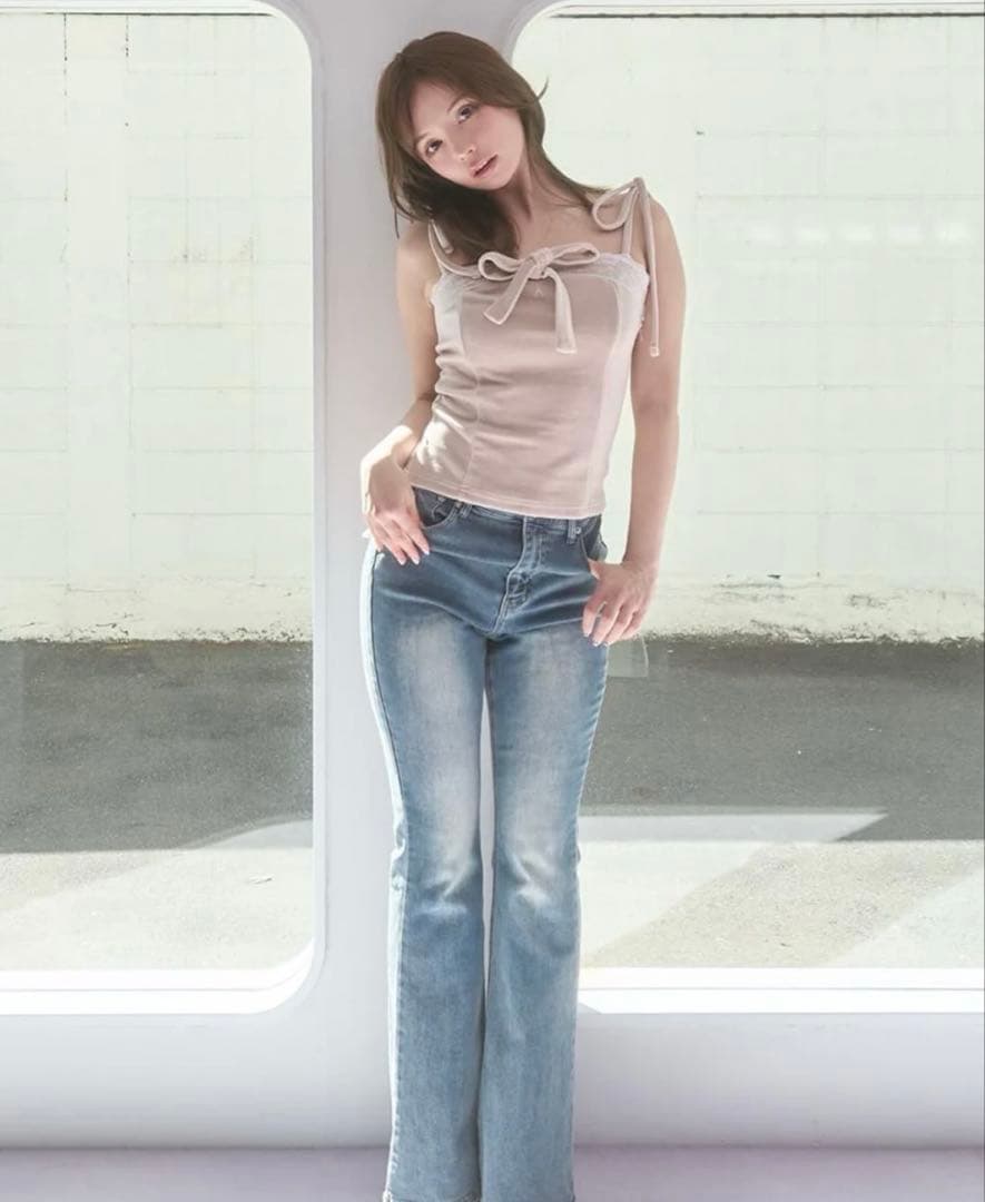 新品andmary Jemma ribbon camisole beige