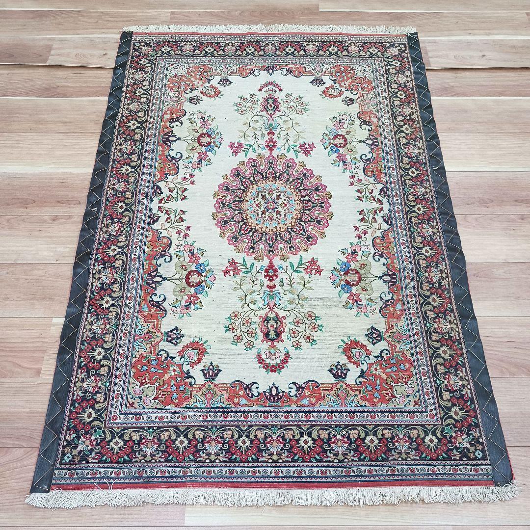 専用Y3007 高級ペルシャ絨毯 クム産 シルク 手織81万ノット147×98㎝