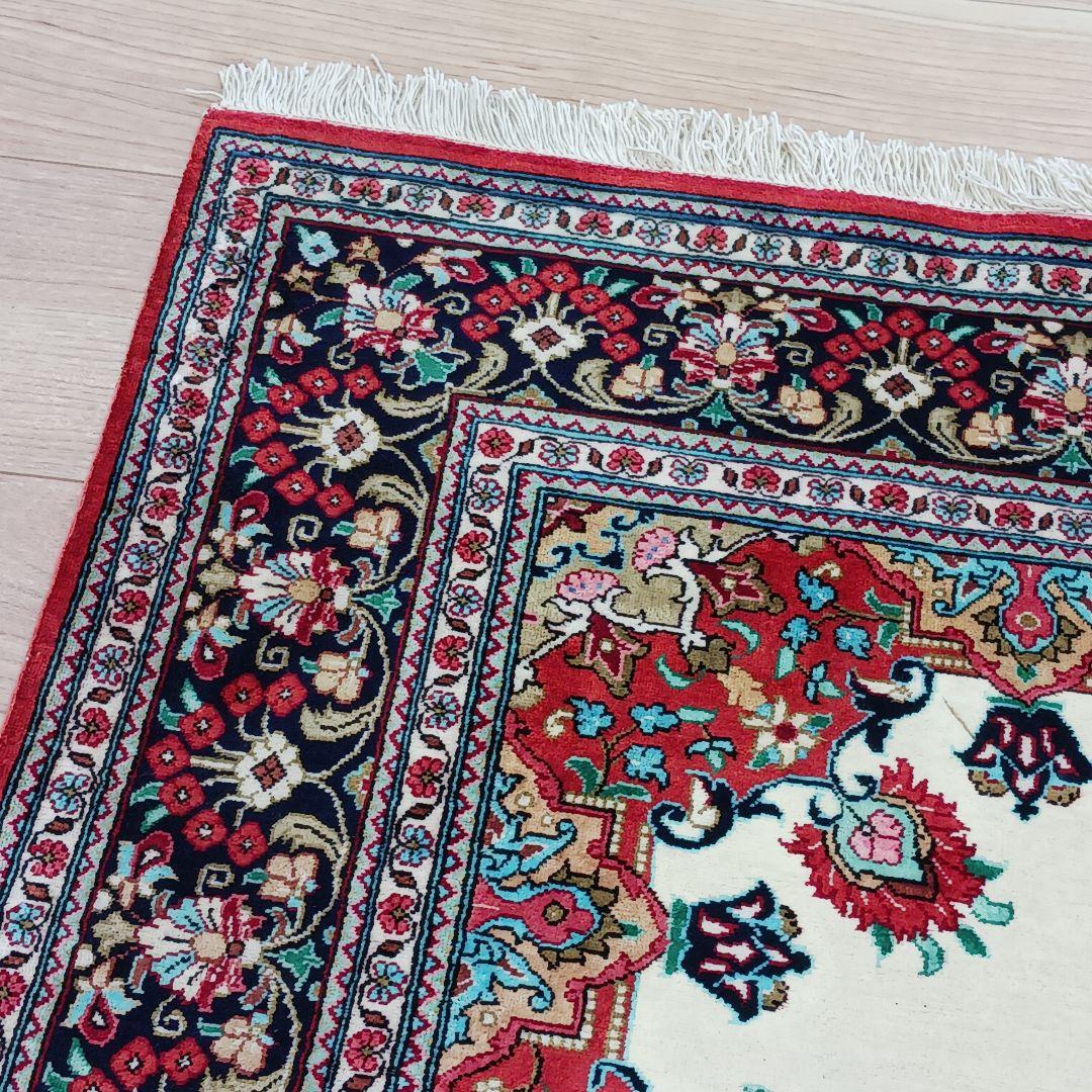 専用Y3007 高級ペルシャ絨毯 クム産 シルク 手織81万ノット147×98㎝