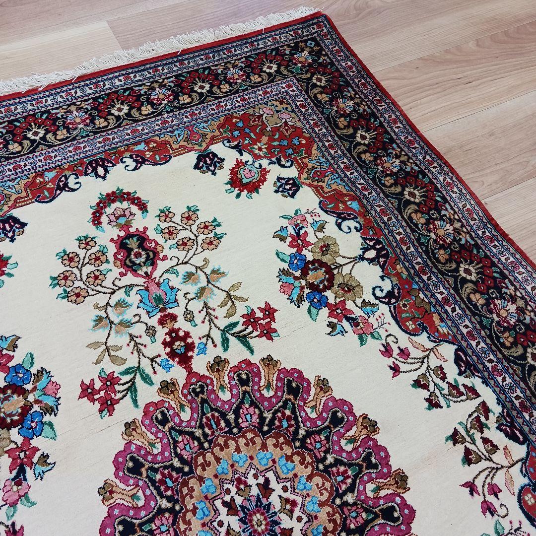 専用Y3007 高級ペルシャ絨毯 クム産 シルク 手織81万ノット147×98㎝