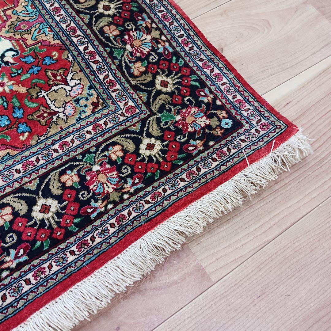 専用Y3007 高級ペルシャ絨毯 クム産 シルク 手織81万ノット147×98㎝