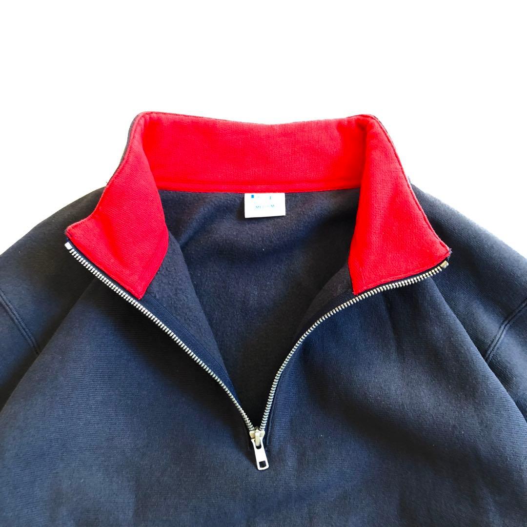 Champion×BEAMS 別注 ハーフジップ スウェット 裏起毛 青タグ
