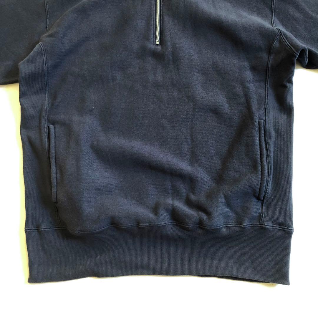 Champion×BEAMS 別注 ハーフジップ スウェット 裏起毛 青タグ