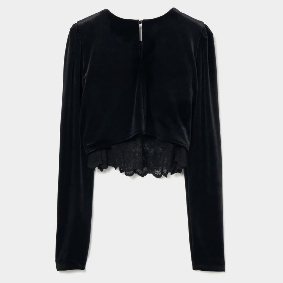 tanakadaisukeギャザーネックベルベットトップス ブラック