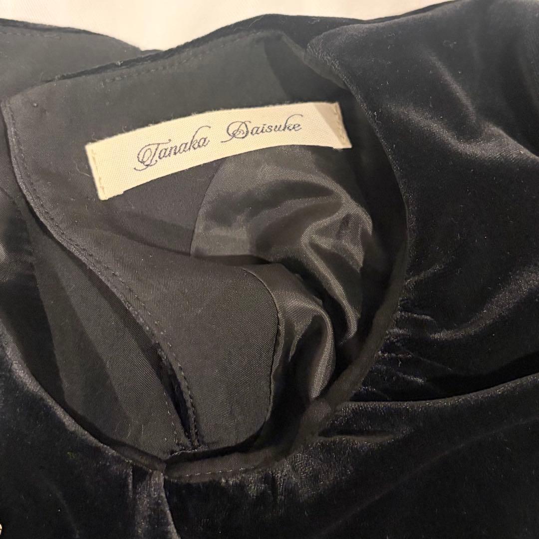 tanakadaisukeギャザーネックベルベットトップス ブラック