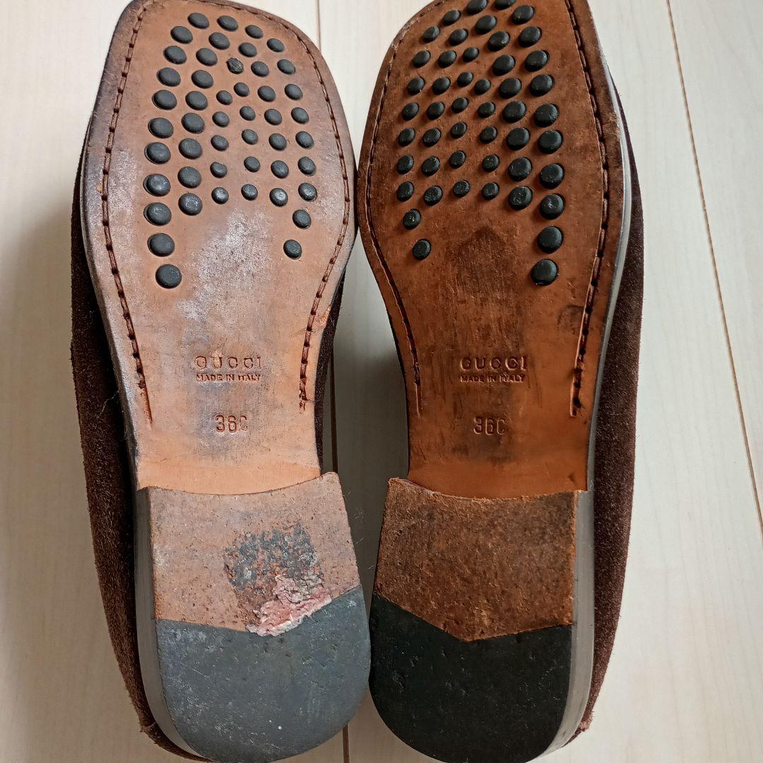 GUCCI　ホースビット　ローファー　スエード　ローカット　ブラウン　23cm