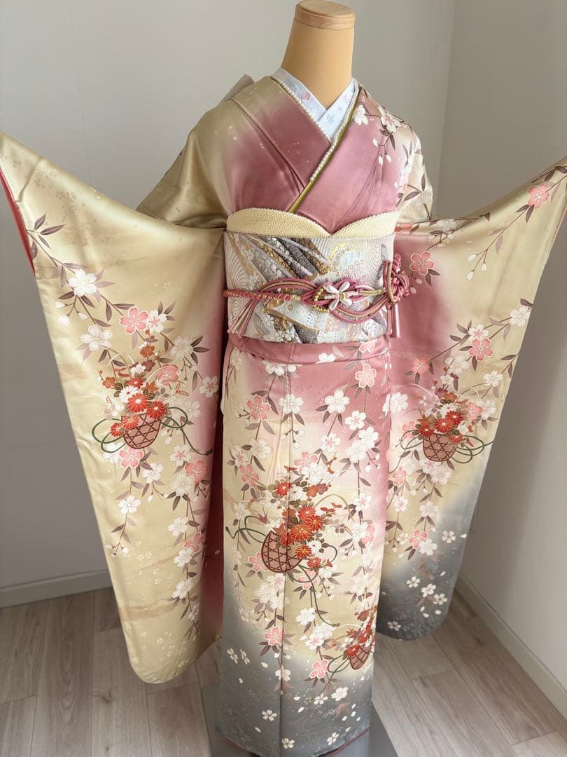 まちゅ　振袖フルセット（７点） 正絹振袖　正絹袋帯　成人式