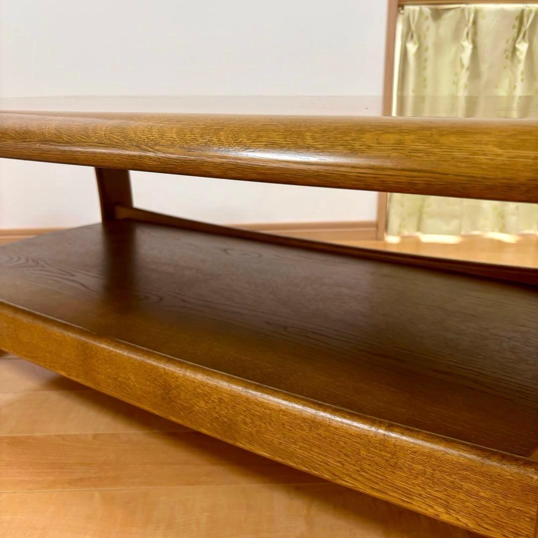 カリモク ローテーブル 棚付き センターテーブル 木製 楕円 国産家具