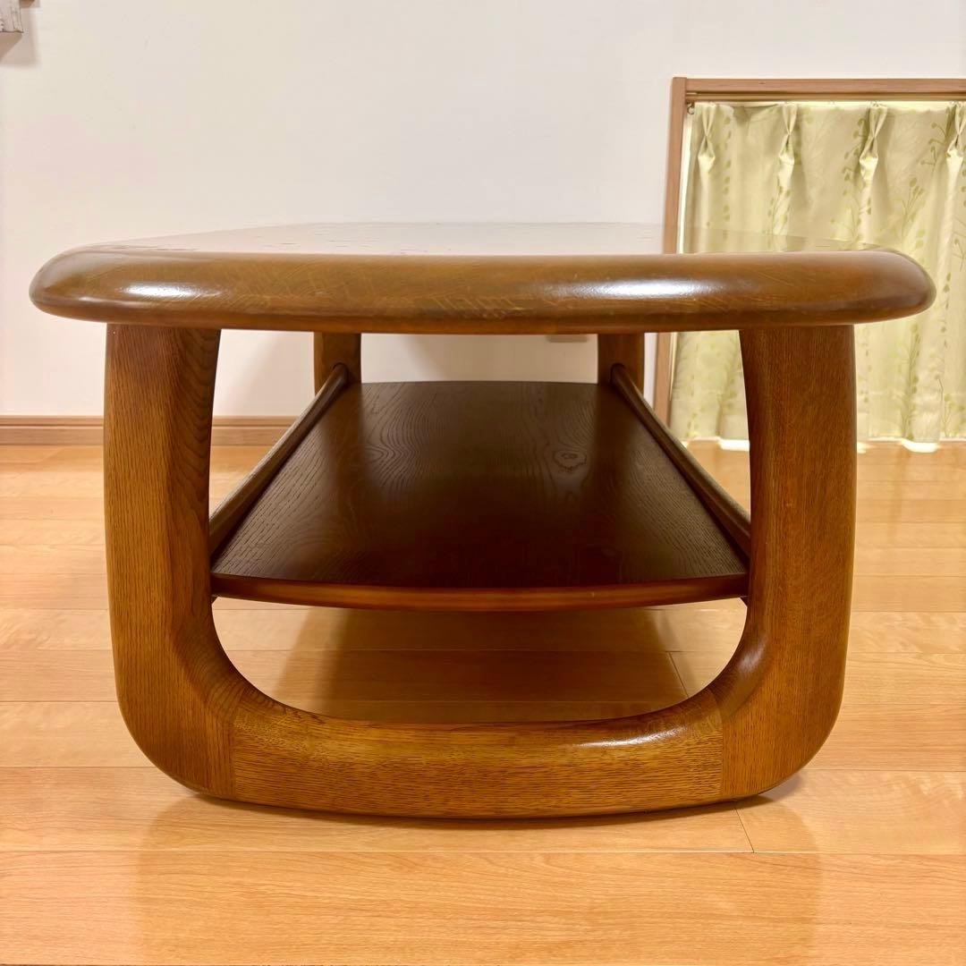 カリモク ローテーブル 棚付き センターテーブル 木製 楕円 国産家具