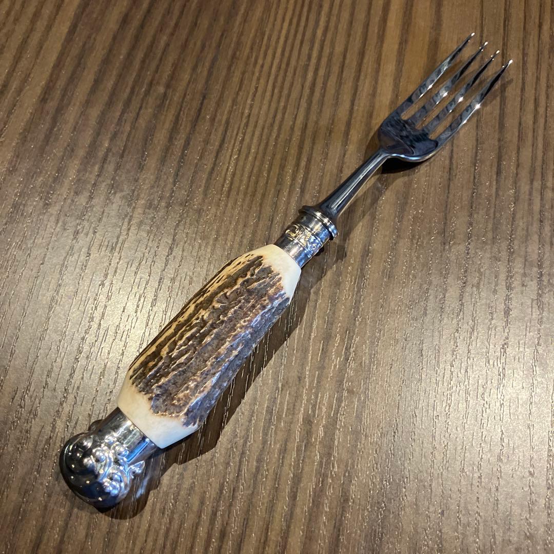 【英国 ヴィンテージ】鹿角ハンドル ステーキフォーク6本セット