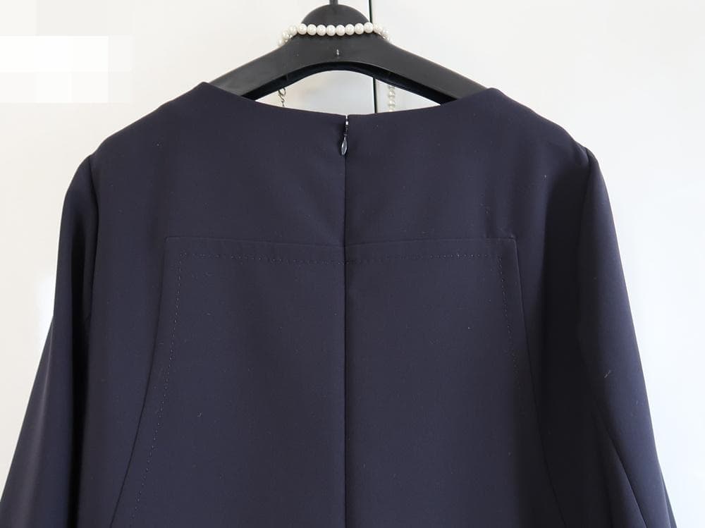 美品■レリアン■大きいサイズ17+■シンプルで上品なワンピース■ネイビー