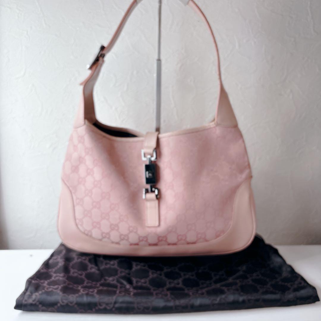 【希少】GUCCI ジャッキー GG セミショルダーバッグ ピンク 保存袋付き