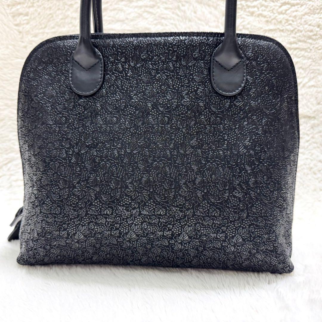 【専用】高級 印傳の山本 ラウンドファスナー ハンドバッグ 葡萄柄 和装 洋装