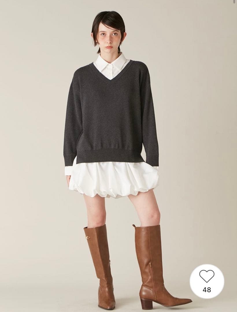 リリーブラウン　ニットドッキングバルーンワンピース