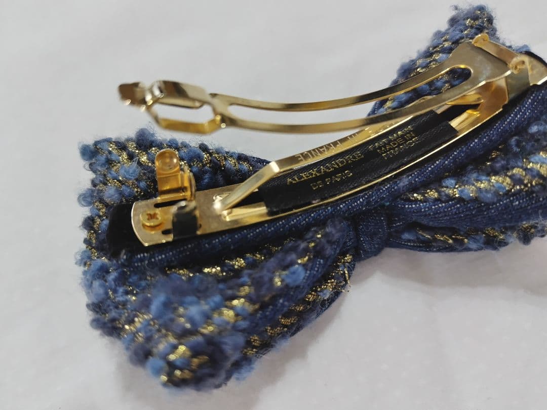 アレクサンドルドゥパリ ツイード デニム リボン バレッタ
