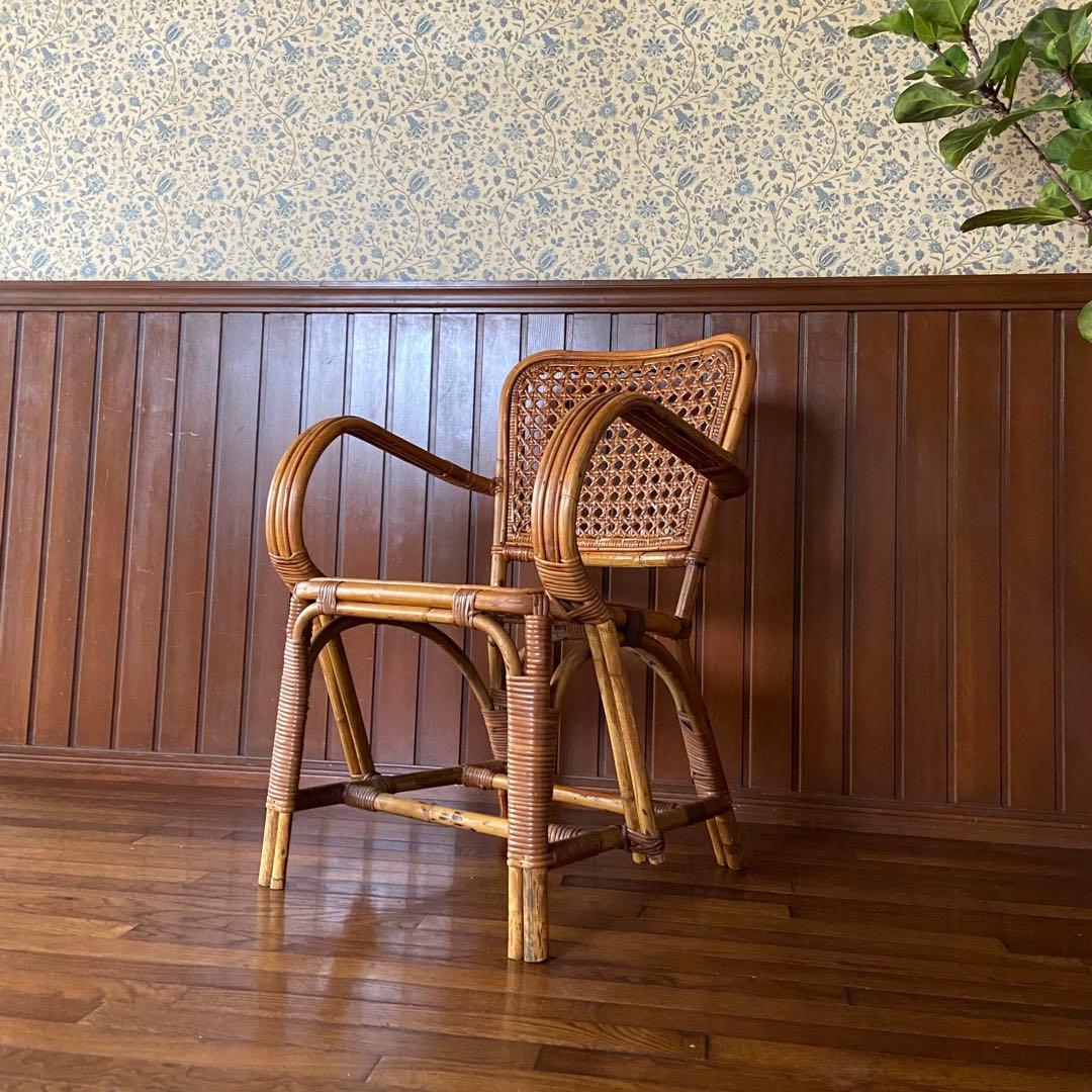 オールド ラタン チェア　ビンテージチェア　アンティークラタン　籐椅子