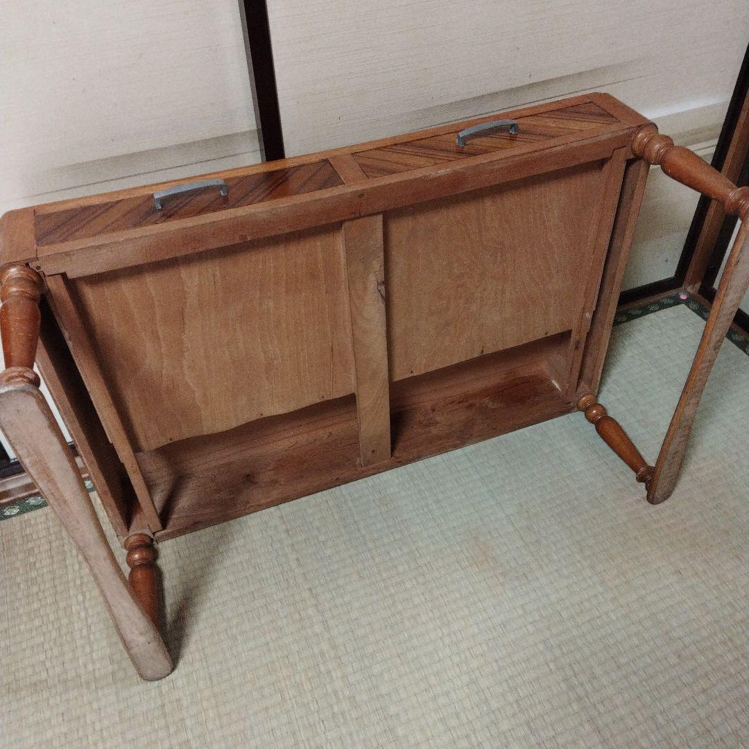 昭和レトロ 木製 ブラウン 文机 引き出し付き