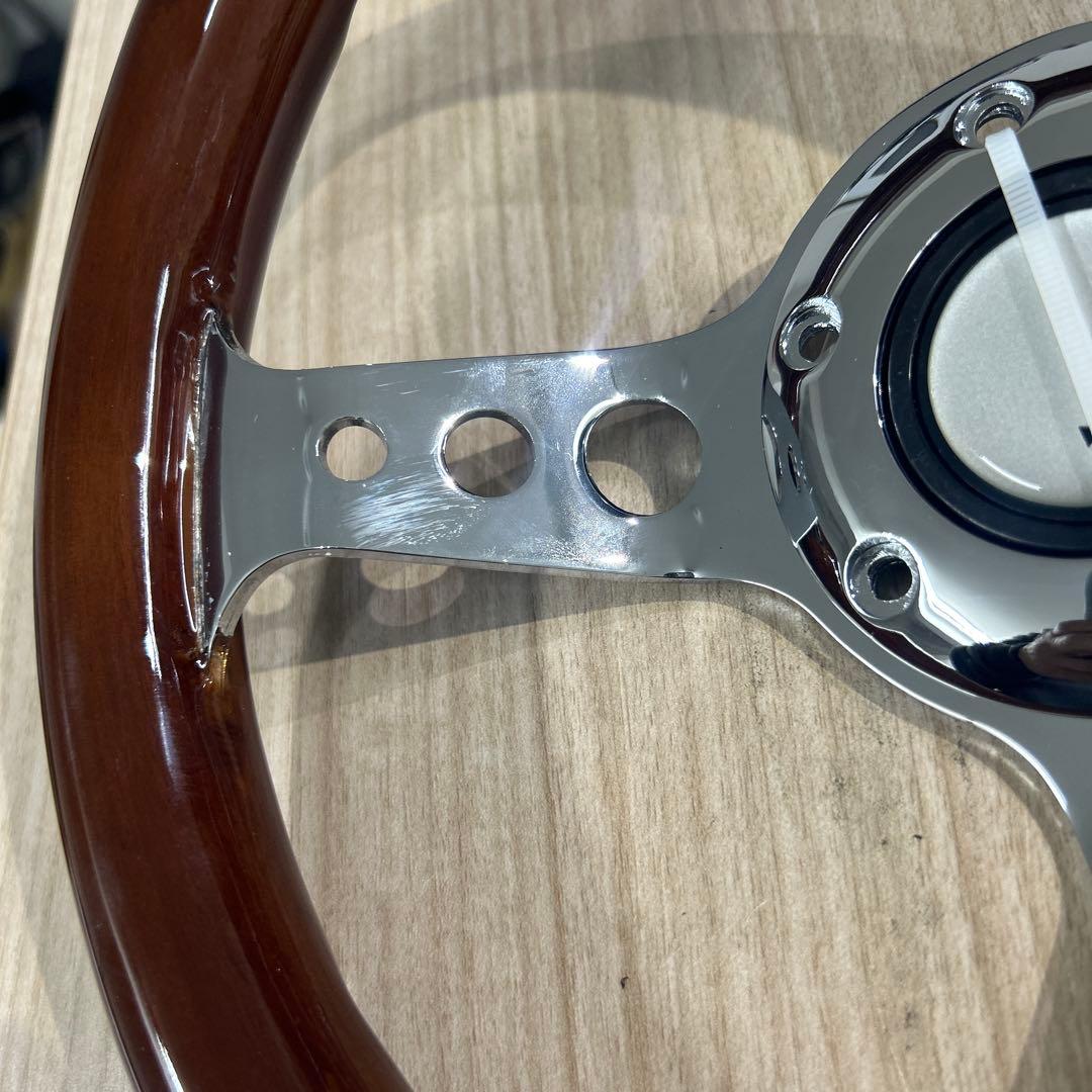 29パイ ウッド・クローム 3スポーク ステアリングホイール