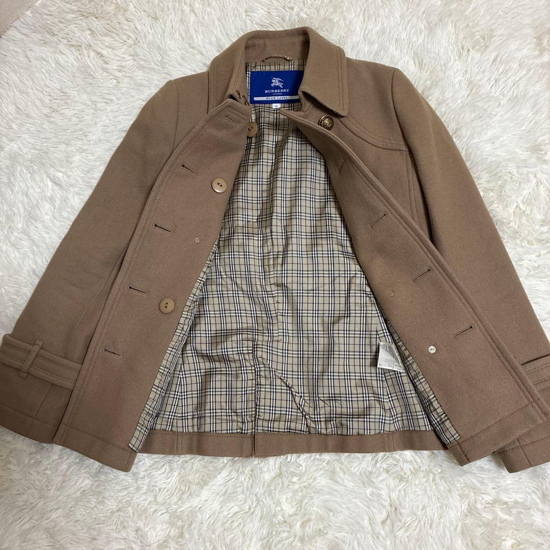 【美品✨金ボタン】バーバリーブルーレーベル　 Pコート ダブル ノバチェック38