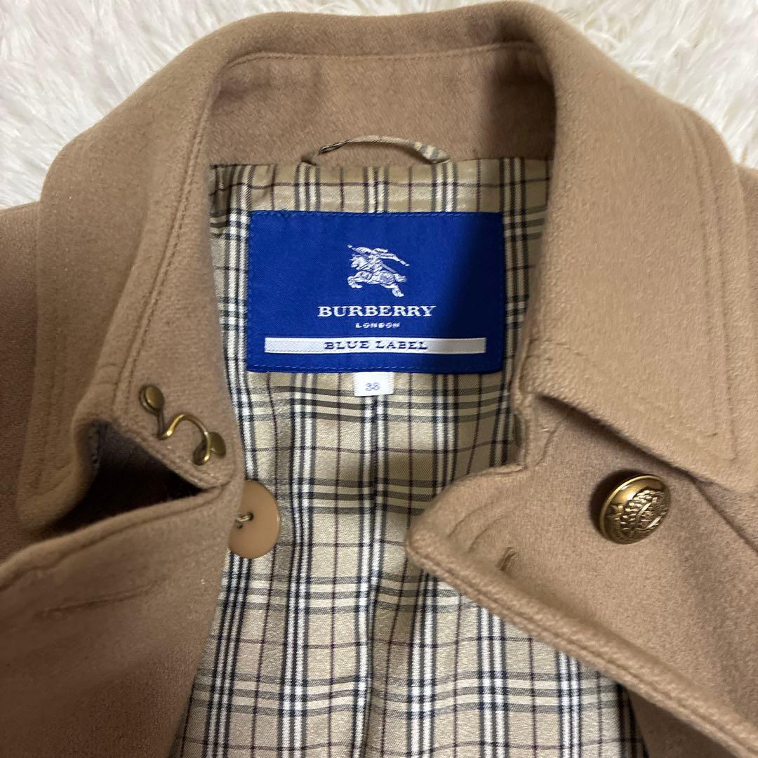 【美品✨金ボタン】バーバリーブルーレーベル　 Pコート ダブル ノバチェック38