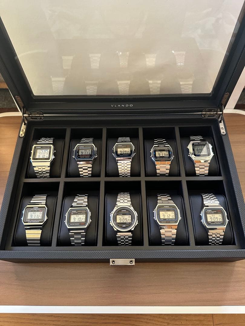 CASIO 鑑賞用メタルバンドチプカシ10本セット 時計ケース付き