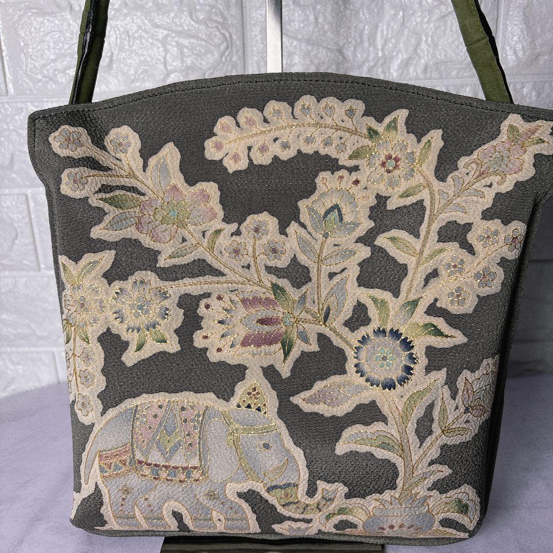 岡重 OKAJIMA オカジマ 京都 ハンドバッグ 和装 刺繍 日本製 絹 象
