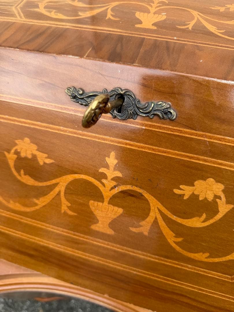 イタリア 象嵌 ライティング ビューロー デスク 猫脚 鍵付 チェスト