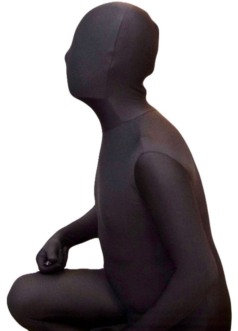 即購入OK。Mサイズ男性用光沢黒色凸仕様ゼンタイフルフェイスマスク全身タイツ