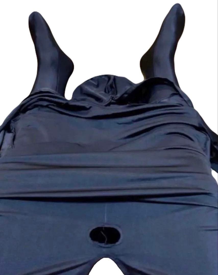 即購入OK。Mサイズ男性用光沢黒色凸仕様ゼンタイフルフェイスマスク全身タイツ