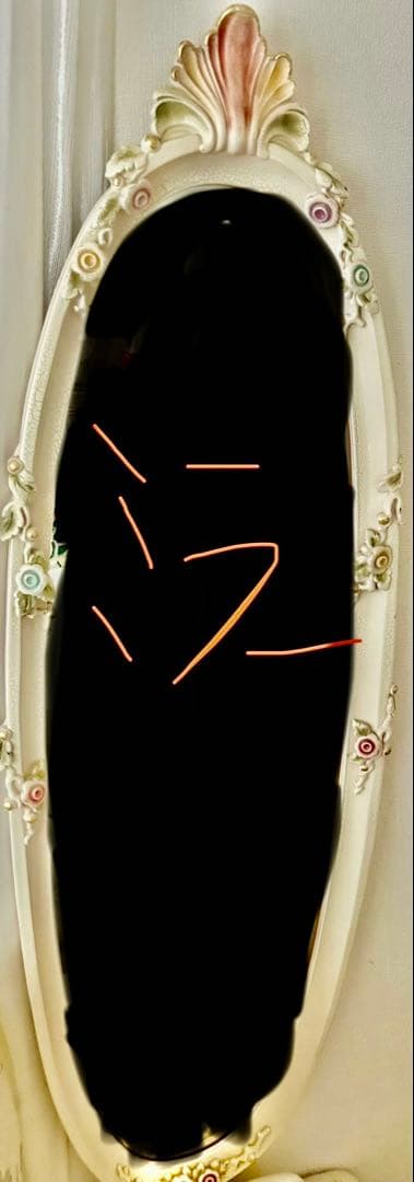 エレガントなロココ調のオーバル型スタンドミラー送料無料