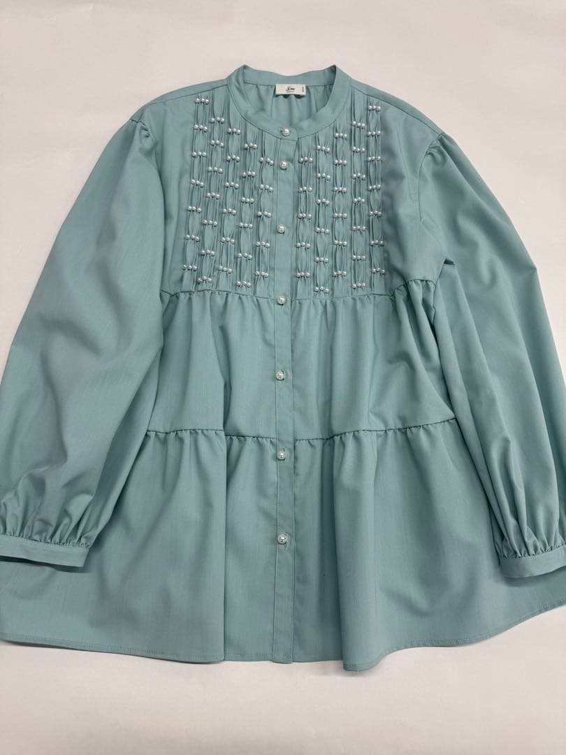 Sono ソーノ✨新品未使用ビジューパールティアードフレアブラウス