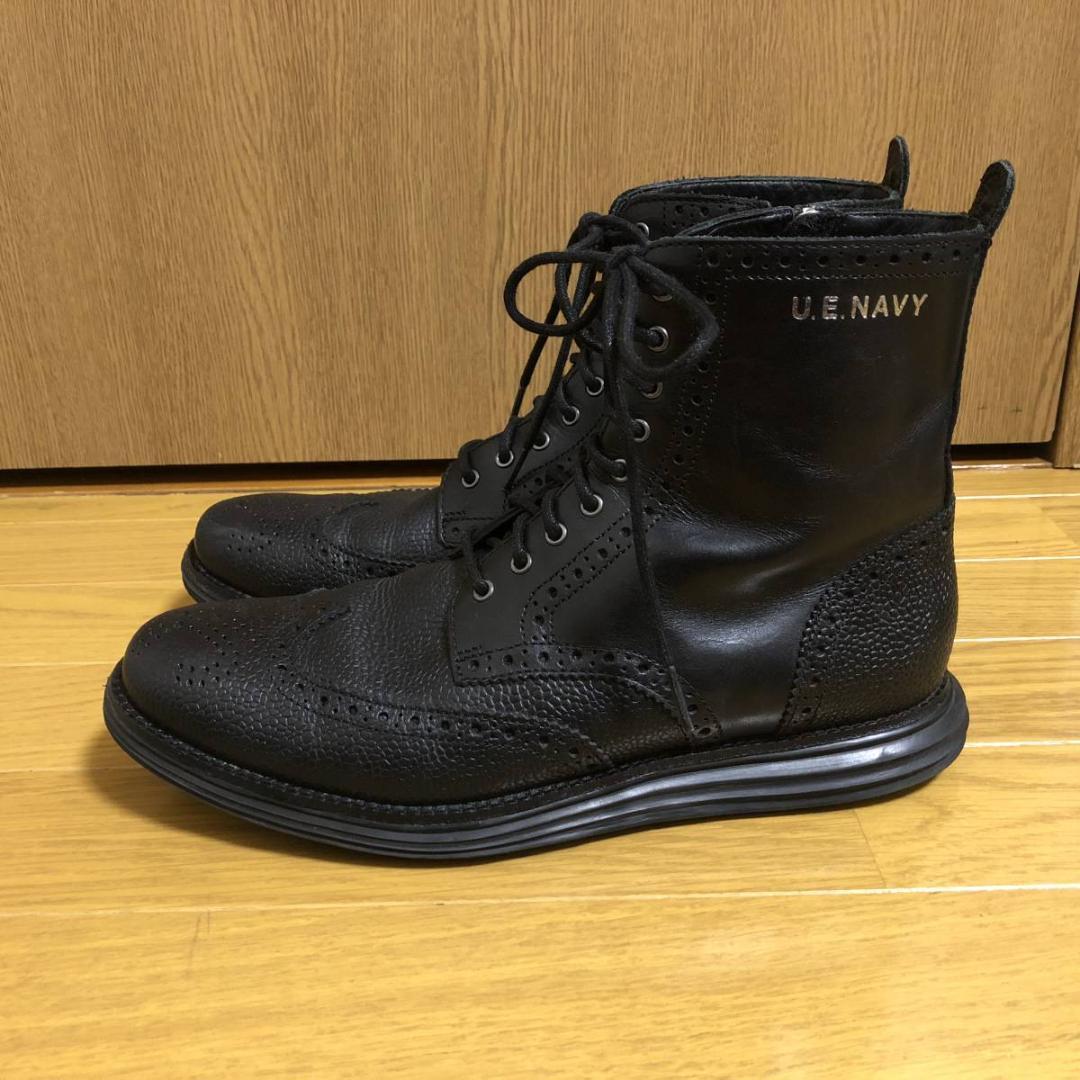 コールハーン ジップアップ ウイングチップブーツ