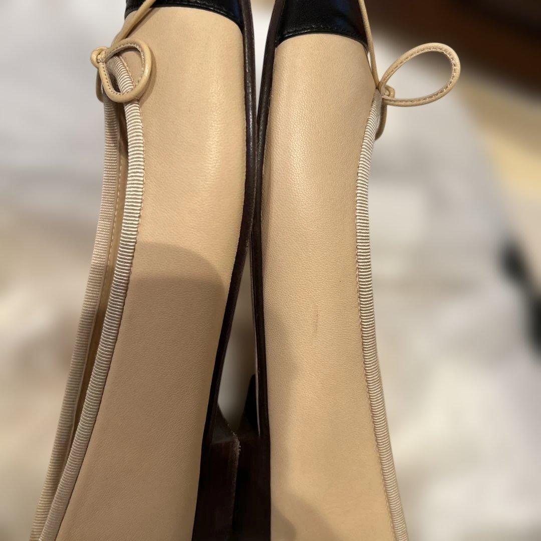 CHANEL ベージュ ブラック バレエシューズ 35½