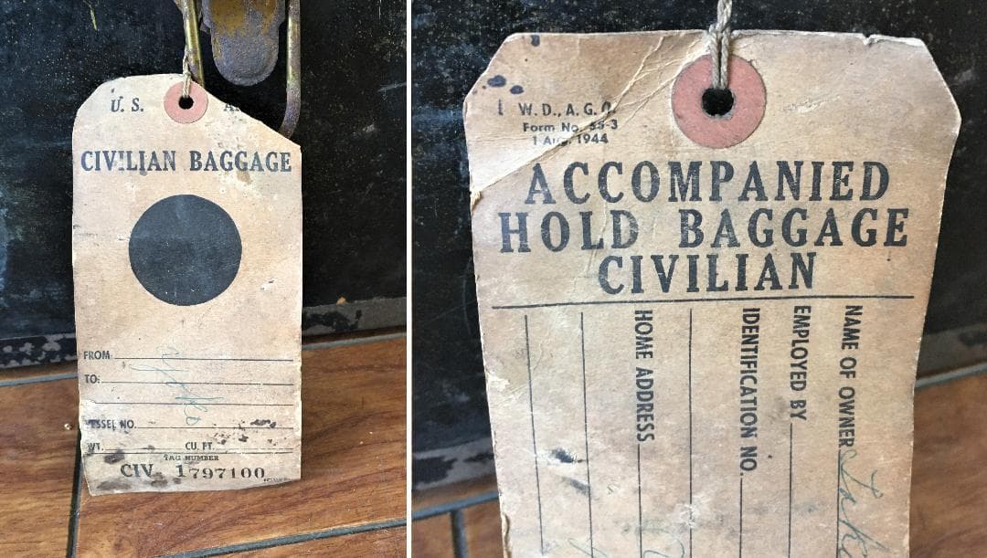 1940年代 戦中戦後 金属製 行李 軍用トランク GARIOA留学生 当時物