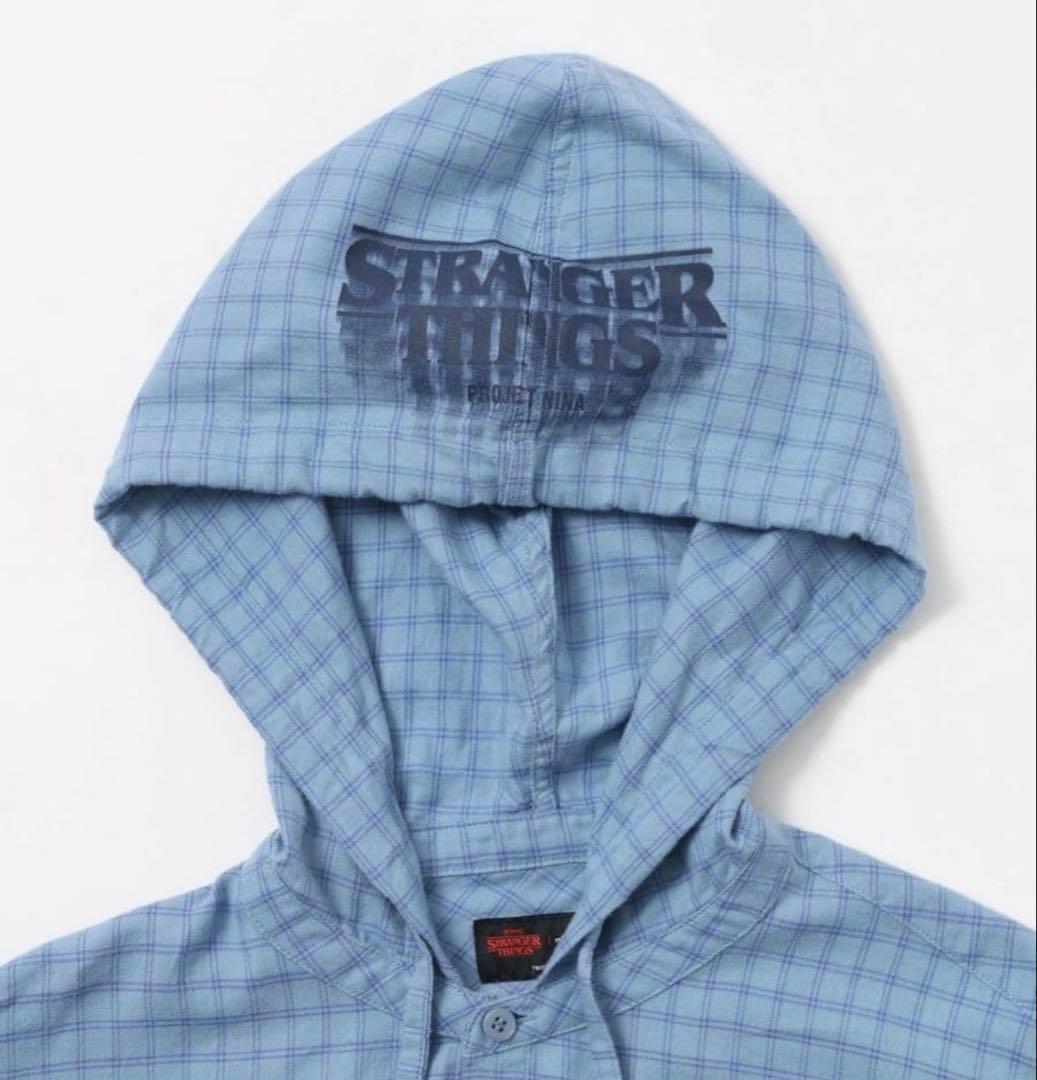 ニコアンド　ストレンジャーシングス　コラボチェックフードシャツ　タグ付き新品