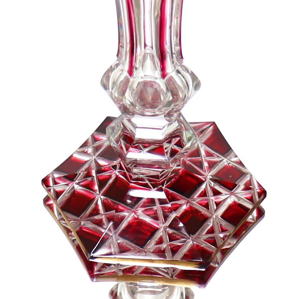 オールド・バカラ 超希少 アンピール様式 金赤金彩装飾 切子 花瓶 壺 ゴールド