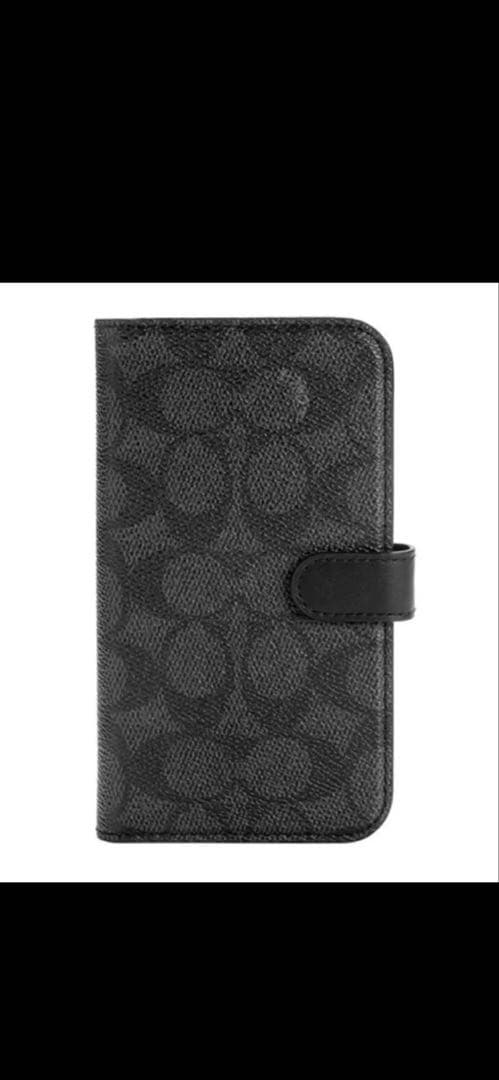 新品COACH iPhone13・14手帳型カバーシグネチャー　コーチ　ブラック