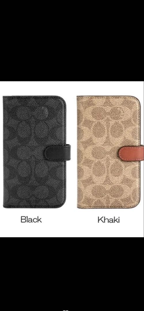 新品COACH iPhone13・14手帳型カバーシグネチャー　コーチ　ブラック